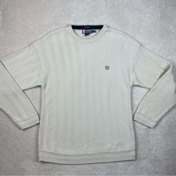 Chaps Ralph Lauren Hand Framed Heavy Knit Cream Sweater - Picture 1 of 12
